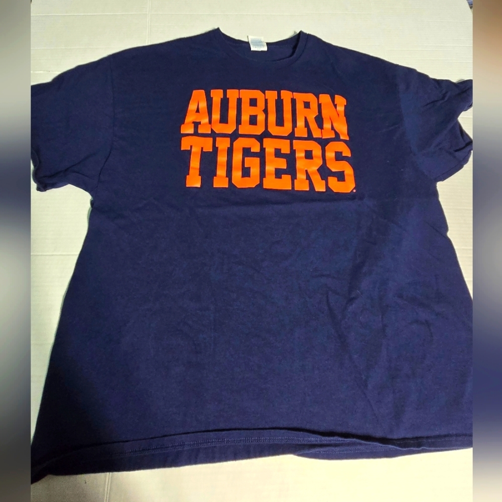 Blue and Orange Auburn Tigers Athletic Apparel T Shirt Mens 2XL